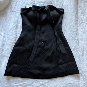 Black mini dress with bow ribbon detail